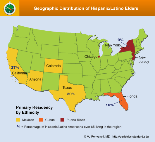 Hispanic/Latino Distrubtion in the US.