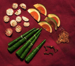 [photo] display of items used in a paan chewing session